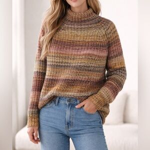 Lou & Grey for LOFT Space-Dyed Ribbed Chunky Knit Sweater Size S